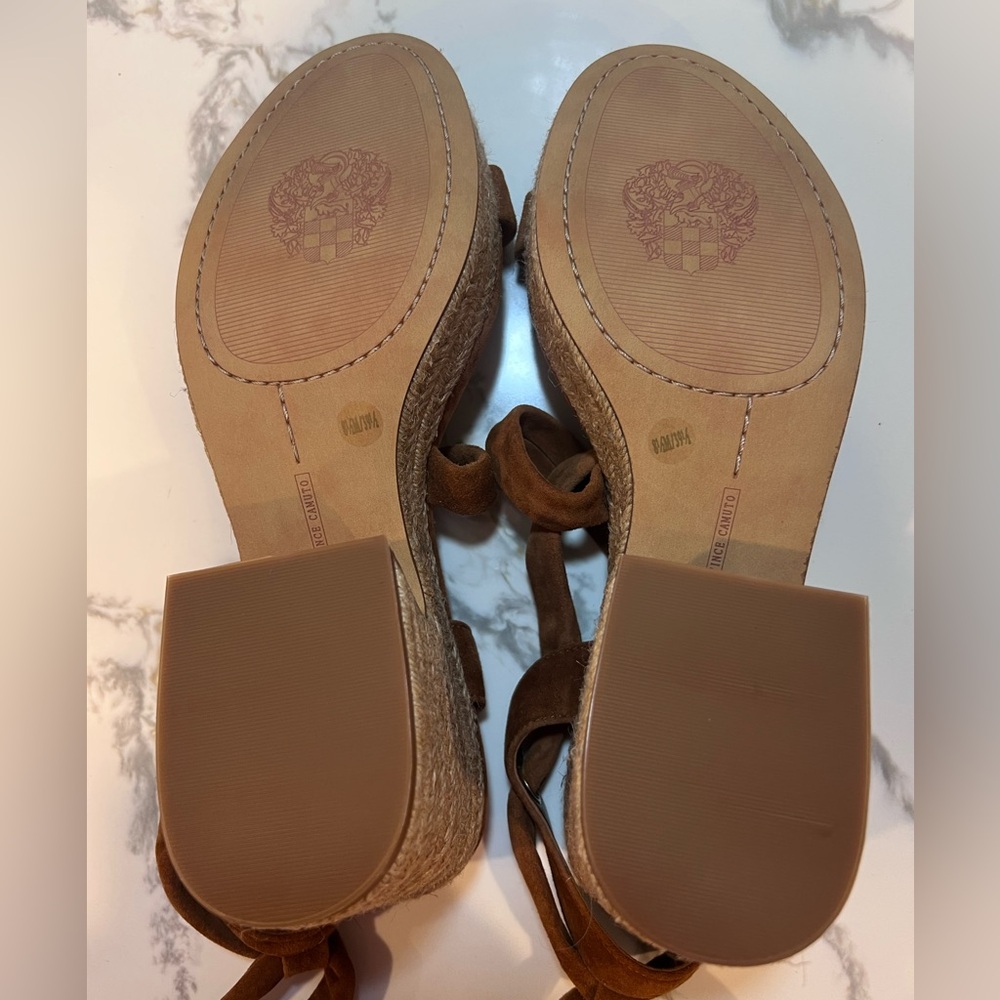 Vince Camuto Roreka Cinnamon Bark Suede Espadrille Sandals Size 8.5 - Picture 4 of 11